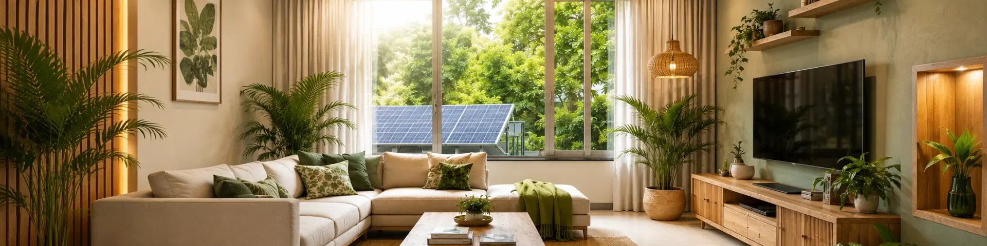 A living room designed with energy efficient home renovation ideas